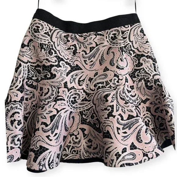 Mary Katrantzou Paige printed satin‎ twill mini skirt, Pink Size US12, Nwt